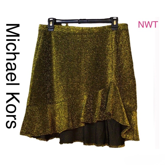NWT Michael Michael Kors Gold Sparling Skirt - Picture 1 of 4